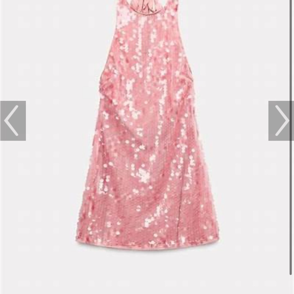 Zara Pink Sequin Halter Dress